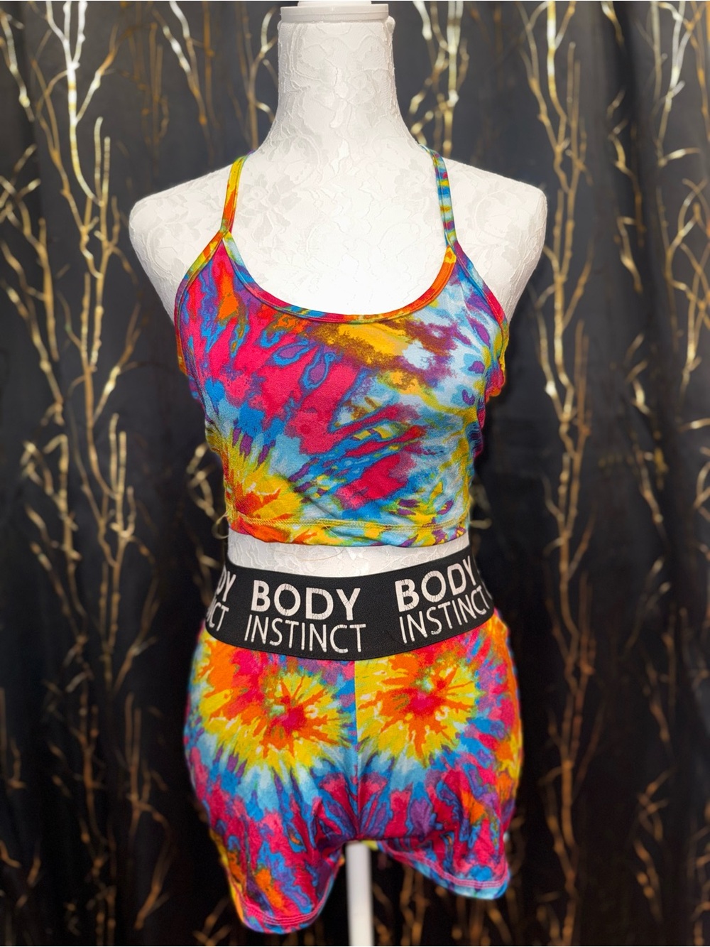 Women's Tie-Dye Crop Tank & Short Set in Multicolor